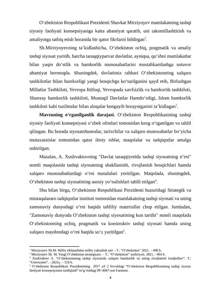 O‘zbekiston Respublikasining Tashqi Siyosiy Faoliyati Kontseptsiyasi 4
