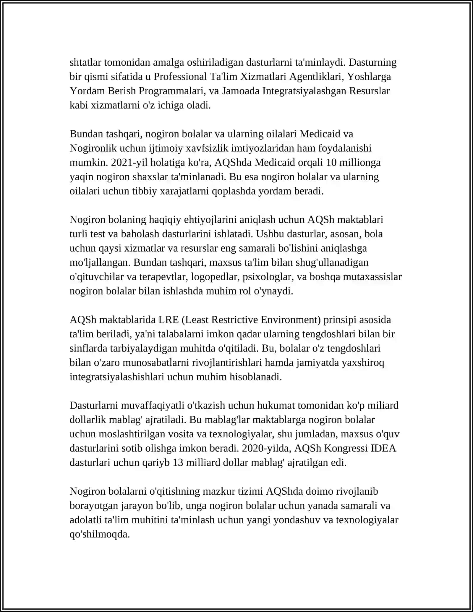 AQShda nogiron bolalarni tarbiyalash tizimi 4
