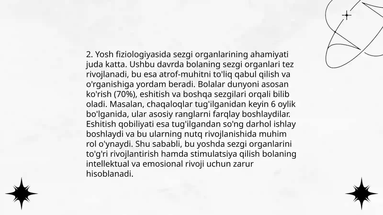 Sensor tizimining yoshga oid fiziologiyasi 4
