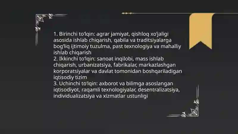 E.TOFFLERNING "Uchinchi to'lqin" asari 4