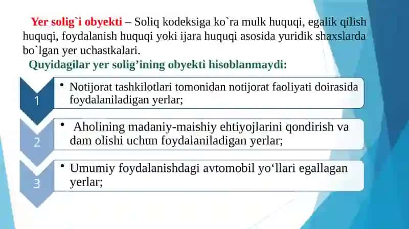 Yuridik va jismoniy shaxslardan olinadigan yer solig’i 4