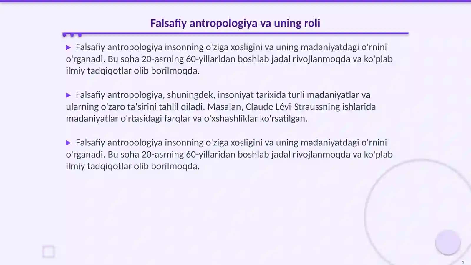 Jamiyat falsafasi: Inson falsafasi (Falsafiy antropologiya); Qadriyatlar falsafasi (aksiologyia) 4