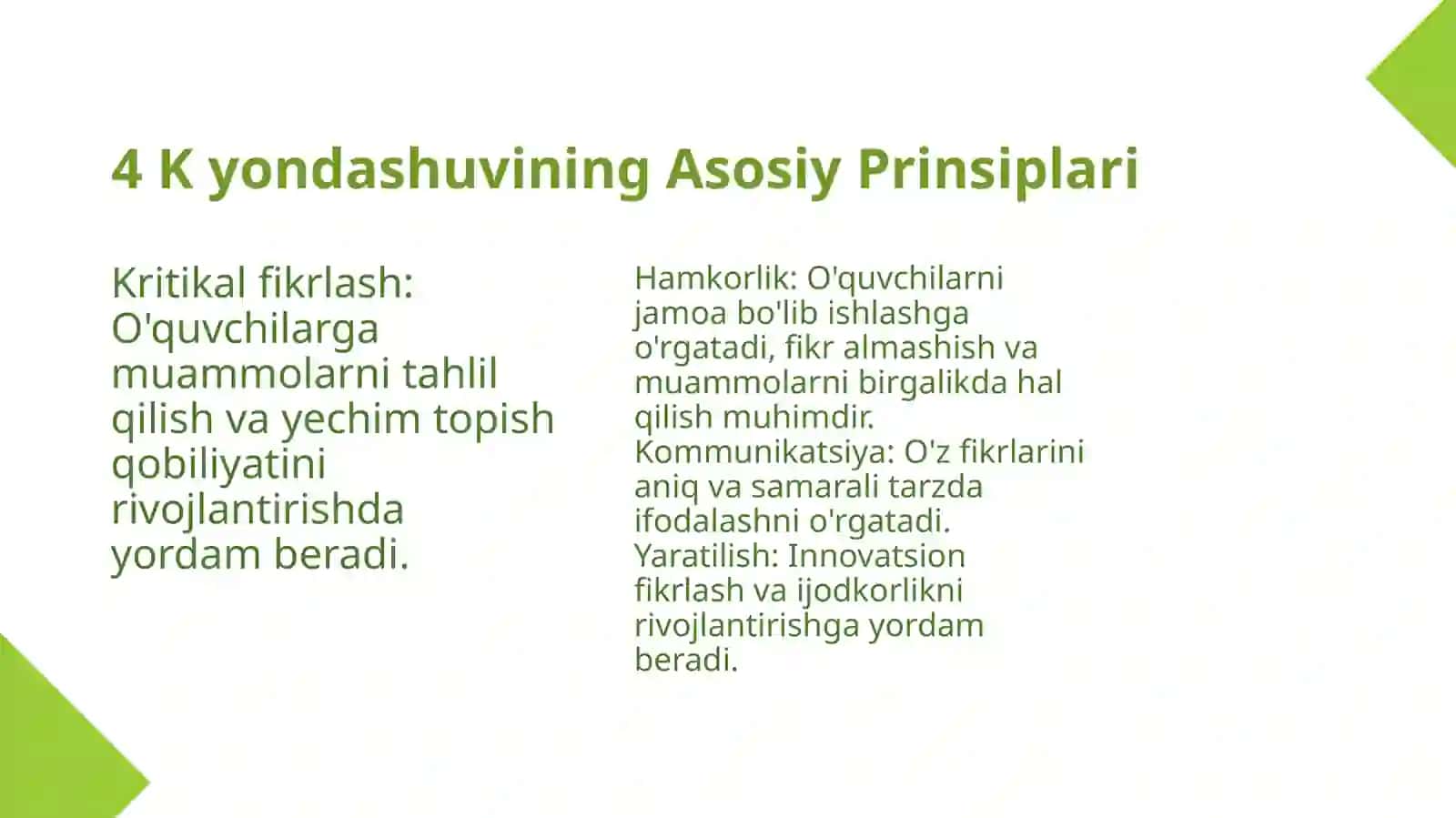 4 K yondashuv asosida onatili ta'limining tashkil etilishi 4