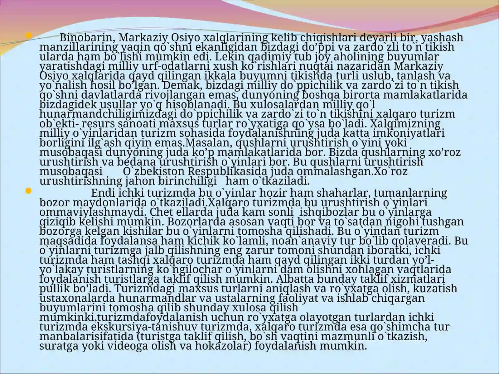 Turizm maxsus turlarni shakllantirishda turizm sanoati 4