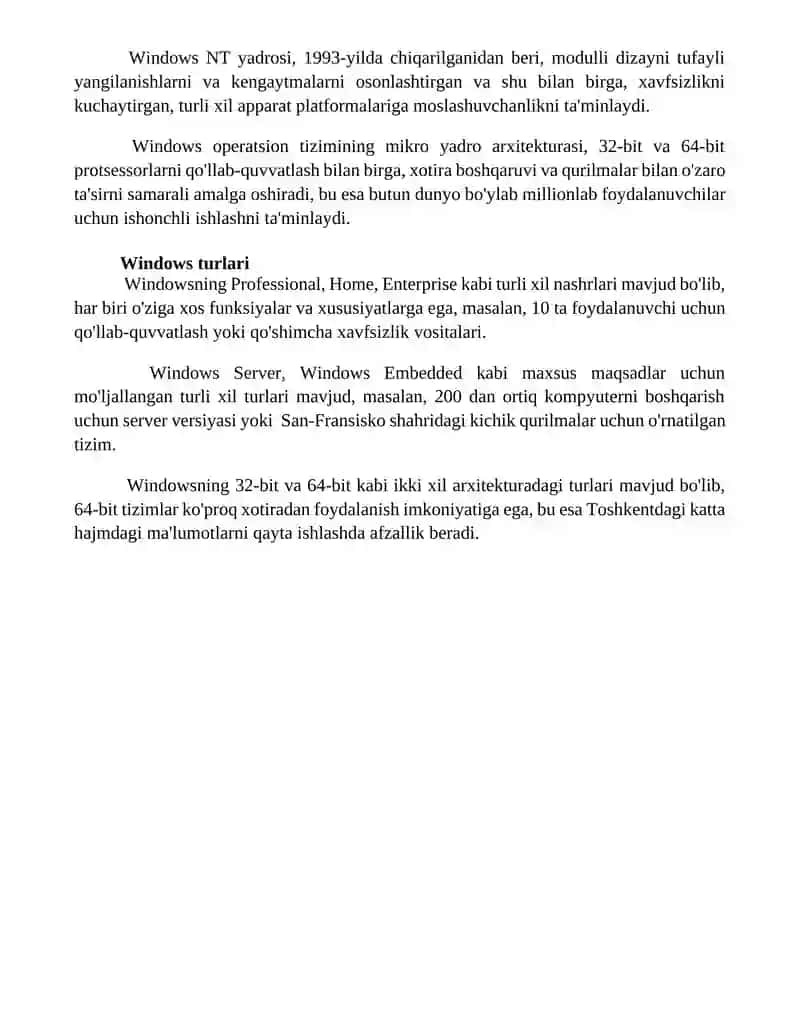 Windows OT ning turlari 4