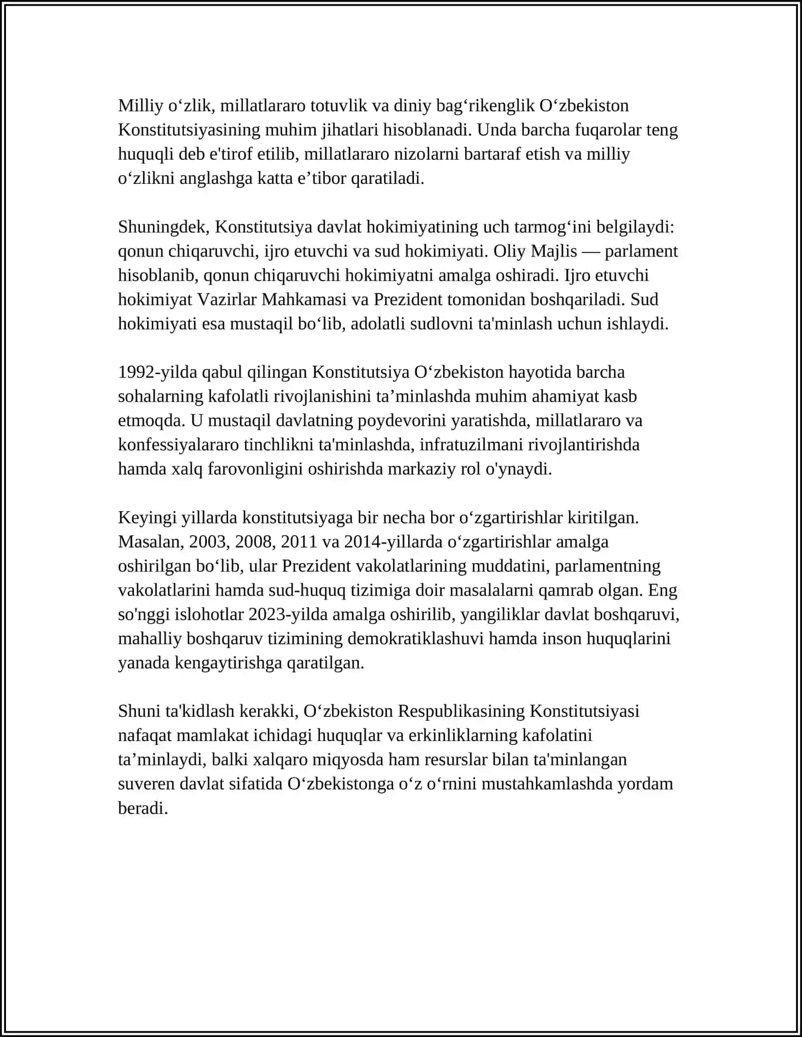 O'zbekiston Respublikasining Konstitutsiyasi: Tarixi va Ahamiyati 4