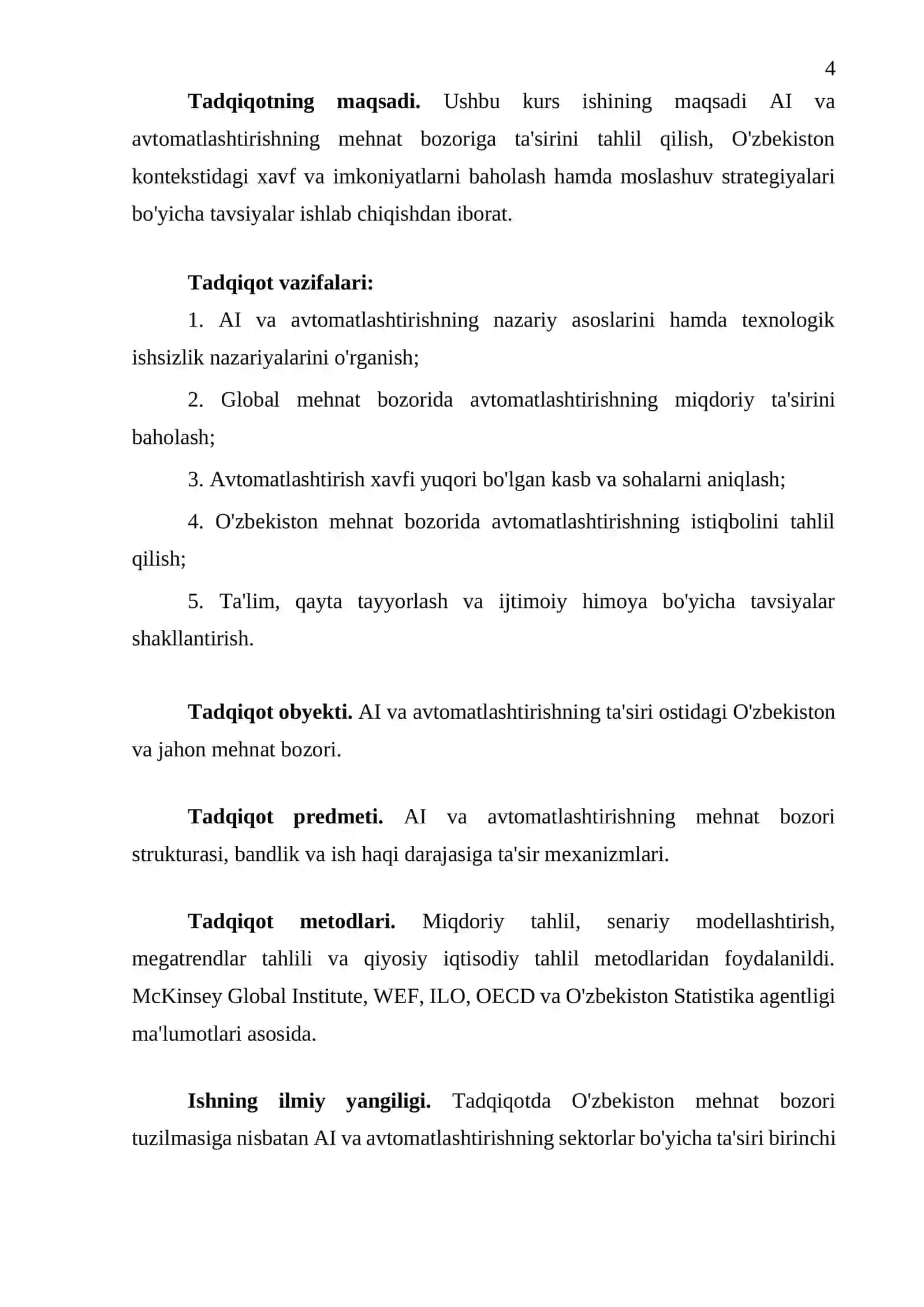 "AI va avtomatlashtirishning mehnat bozoriga ta'siri" 4