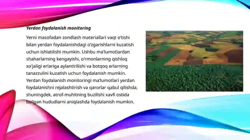 Yernimasofadanzondlashmateriallariniyerresurslarimanitoringqilishdafoydalanish 4