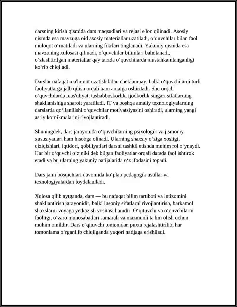 DARS - ÓQITISHNING ASOSIY TASHKILIY SHAKLI 4