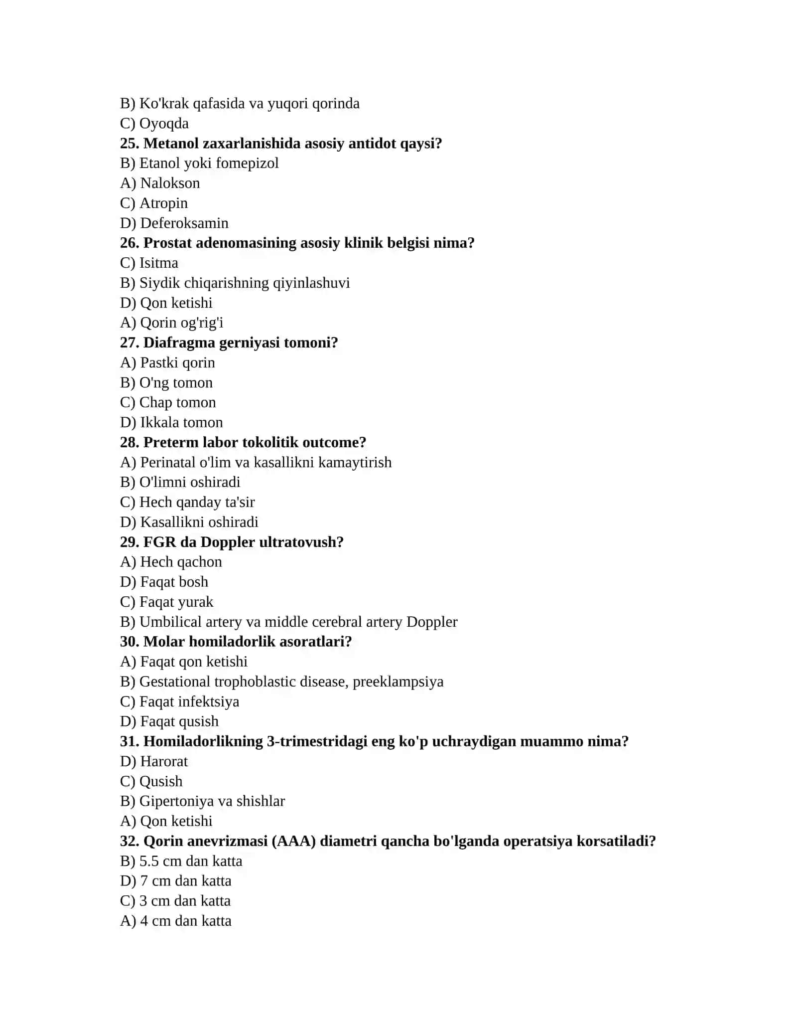 Tibbiyot malaka testi 4