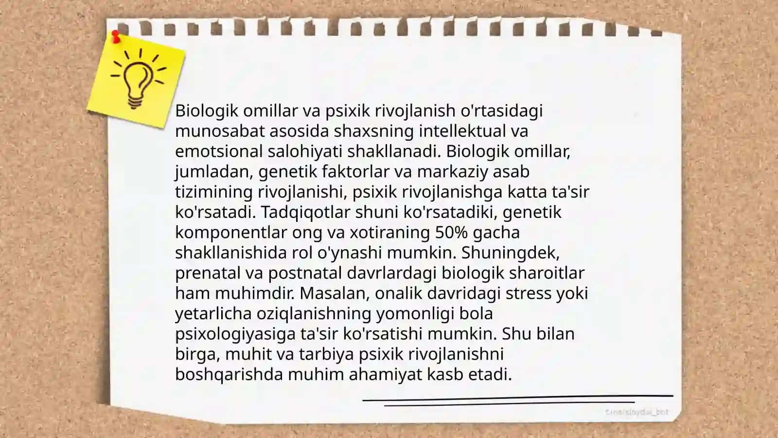 Psixik rivojlanish omillari muammolariniqo‘yilishi 4