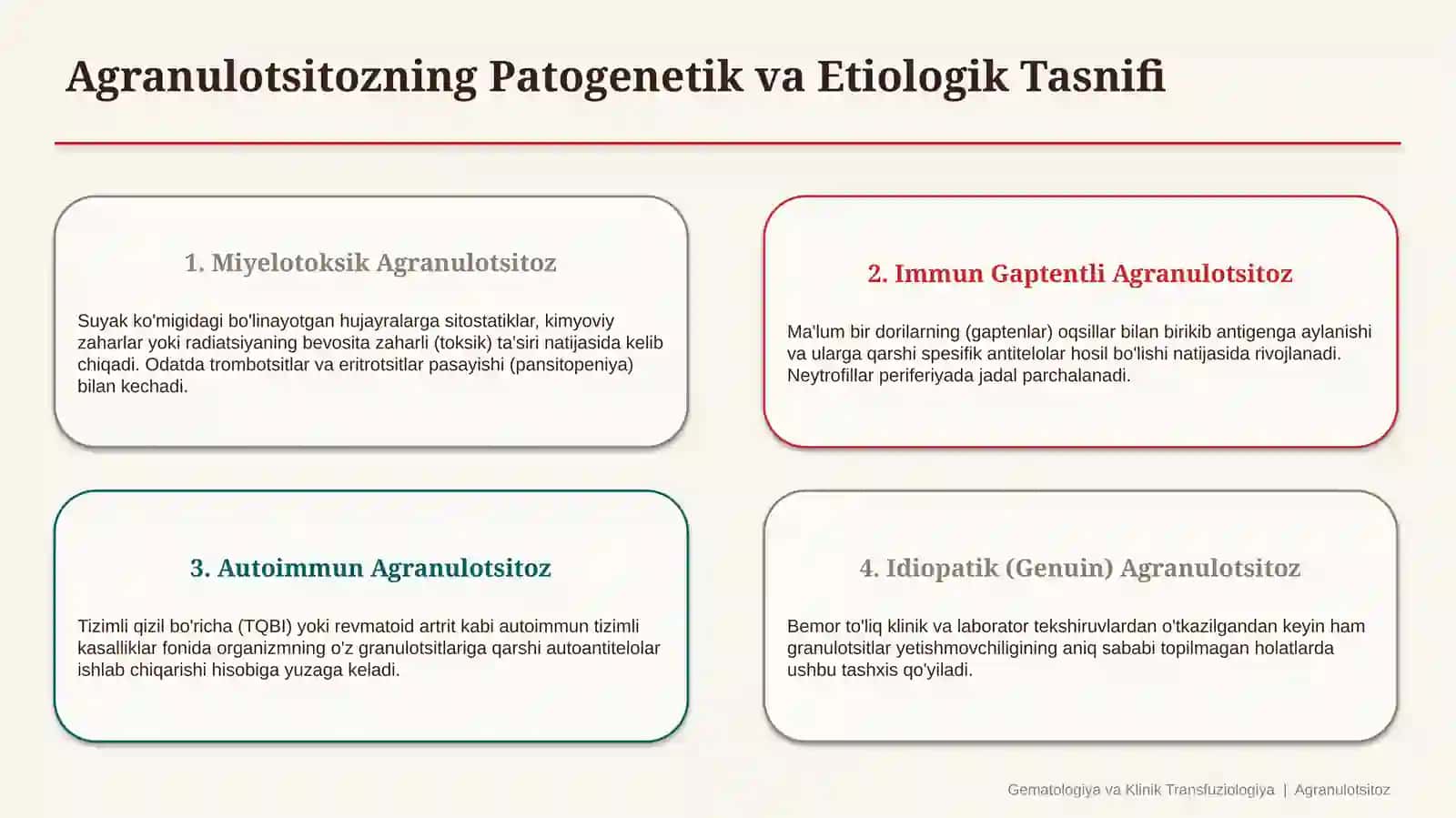Agranulotsitoz — etiologiya, patogenez, klinika, diagnostika va davolash prinsiplari | 15 slayd 4