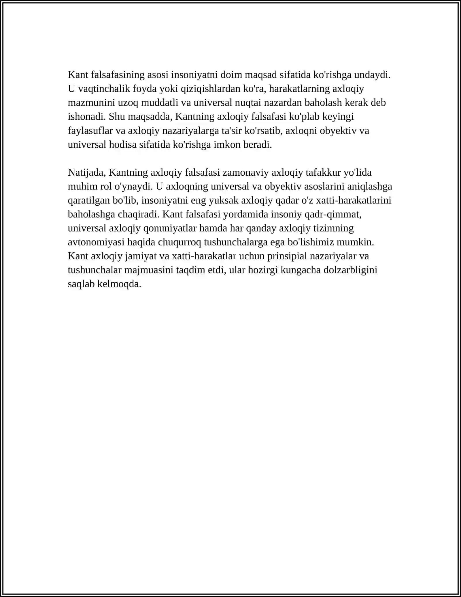 EMMENUEL KANT FALSAFAGA QOSHGAN HISSASI 4