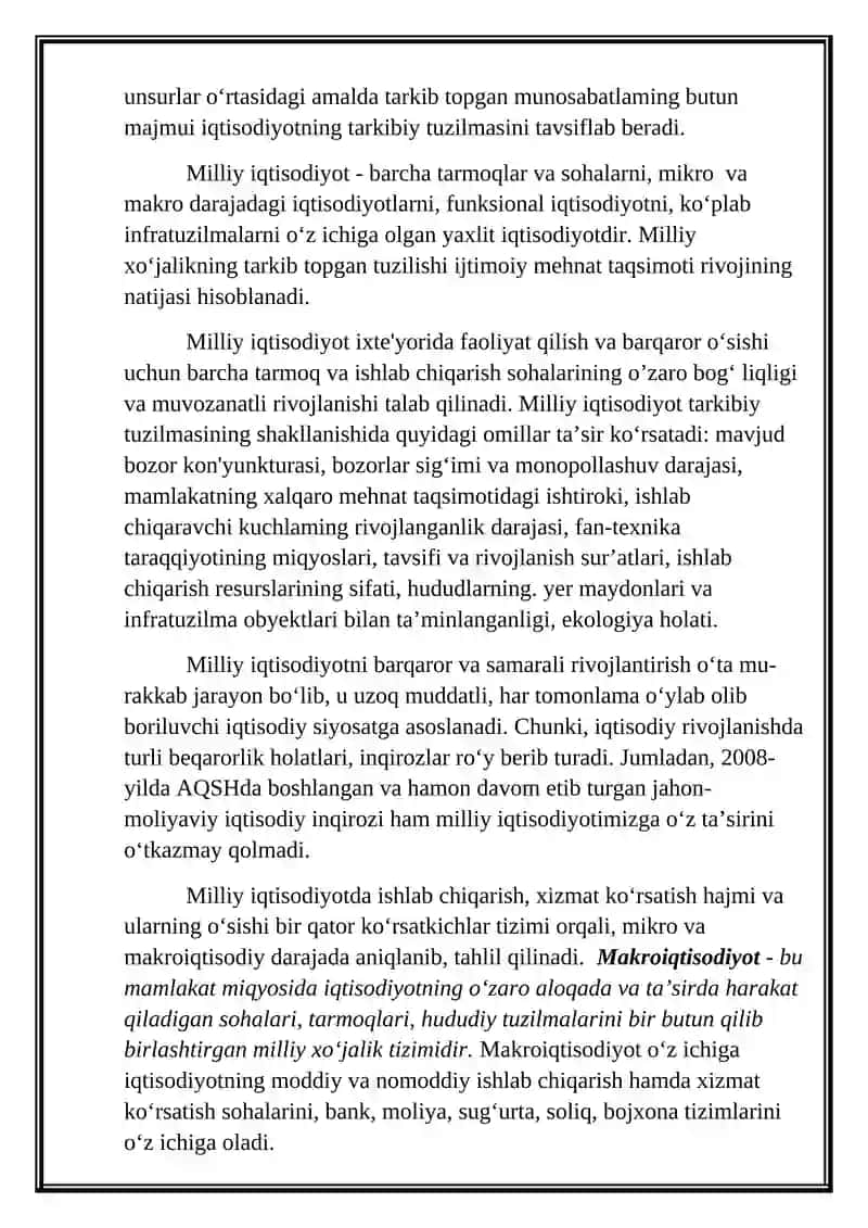 Milliy iqtisodiyot va uning makroiqtisodiy o’lchamlari 4