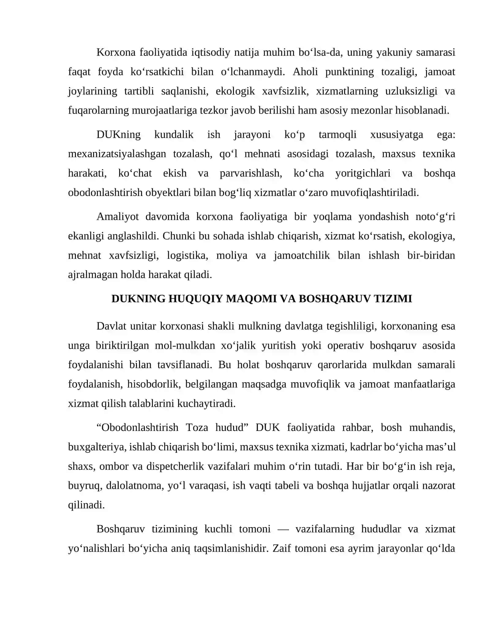 Obodonlashtirish Toza hudud DUK Toza hudud DUK amaliyot hisobot 4