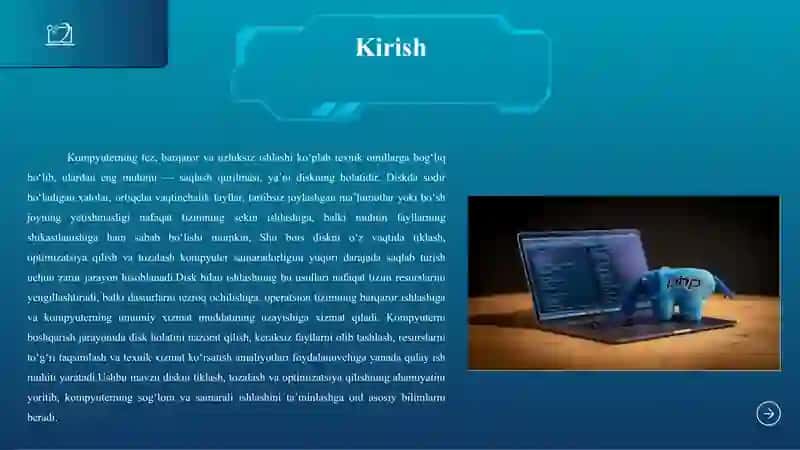 Diskni tiklash dasturlari. Diskni optimizatsiya qilish. Diskni tozalash. Kompyuterni boshqarish 4