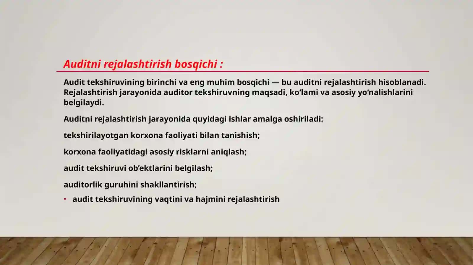 AUDIT TEKSHIRUVINI O‘TKAZISH KETMA-KETLIGI 4