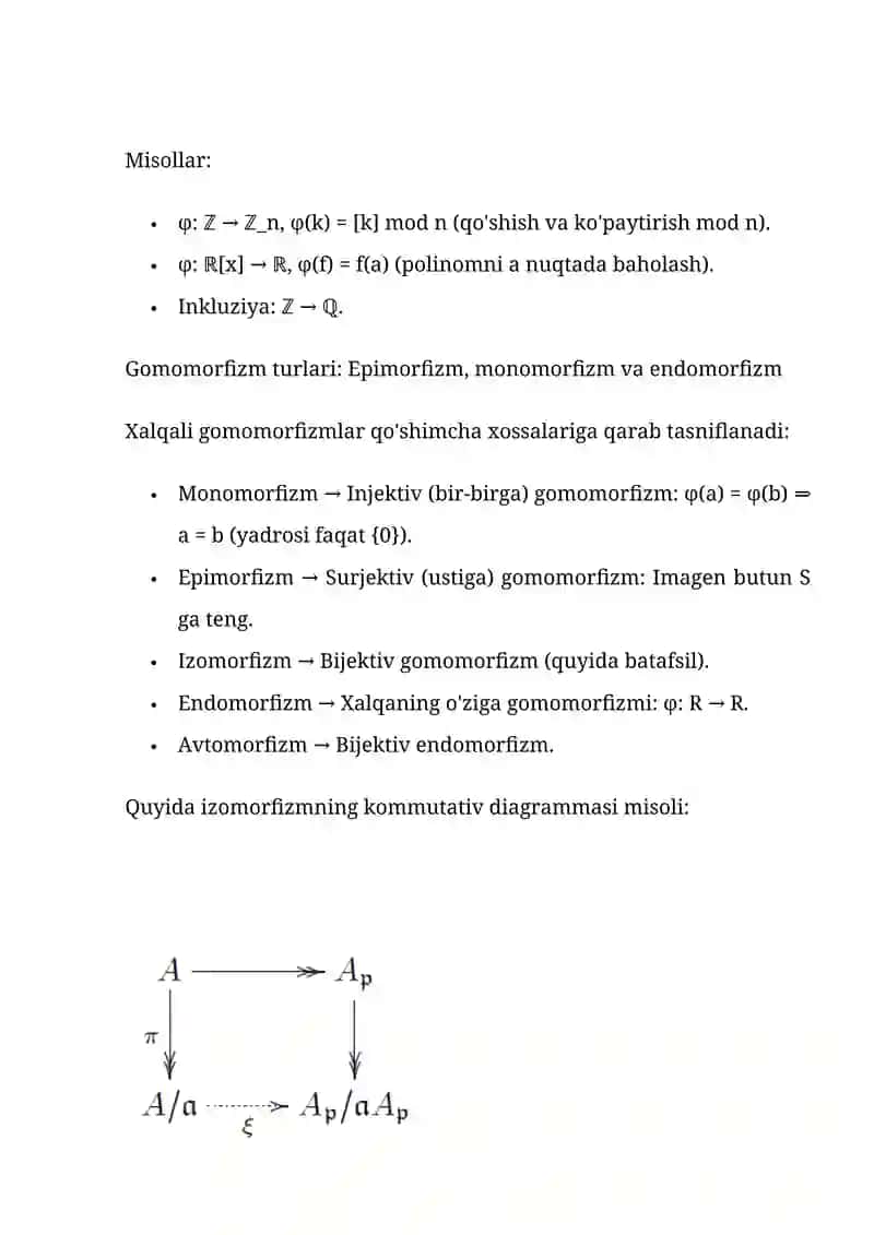 Xalqali gomomorfizmlar va izomorfizmlar 4