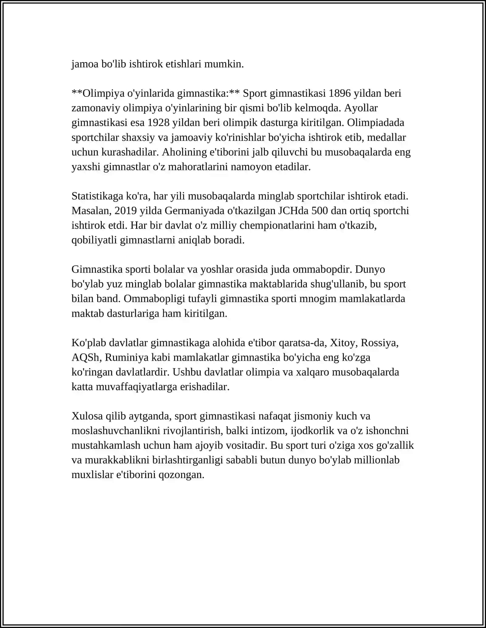 MAVZU:GIMNASTIKA TURLARI BO'YICHA TUSHUNCHA 4