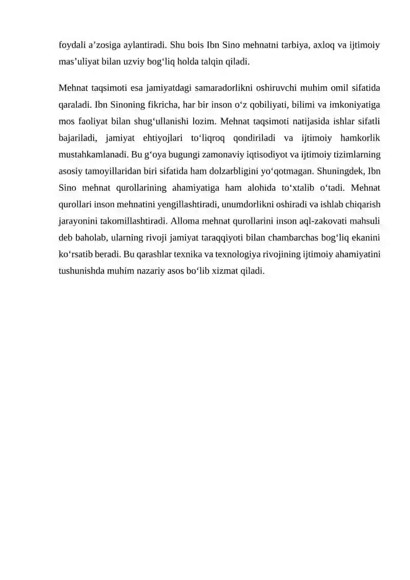 Ibn Sinoning asarlarida ehtiyoj, mehnat taqsimoti va mehnat qurollarining ahamiyati 4