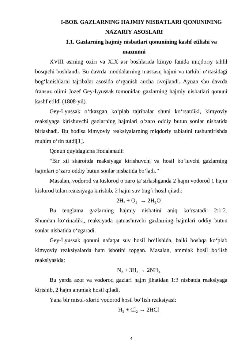 GAZLARGA OID QONUNLAR ASOSIDA KIMYOVIY MASALALAR YECHISH 4