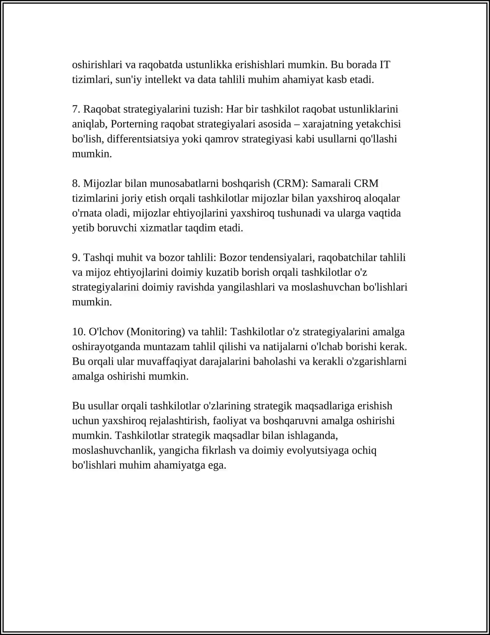 Tashkilotning Bosh Strategiyasi va Funktsional Strategiyalari 4