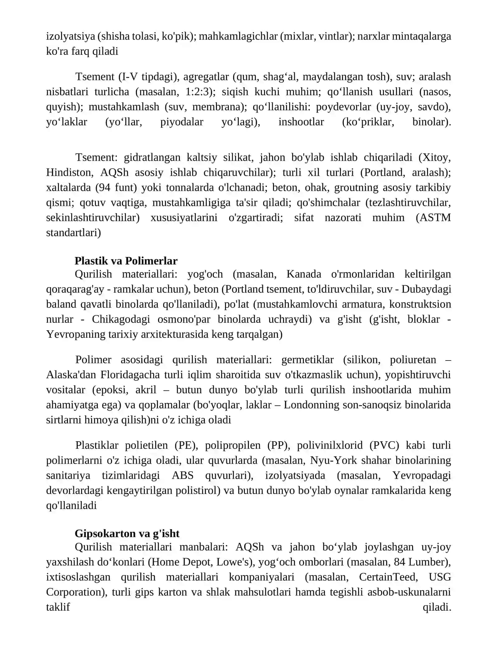 Qurilish materiallari va buyumlari toʻgʻrisida ummumiy maʼlumotlar 4