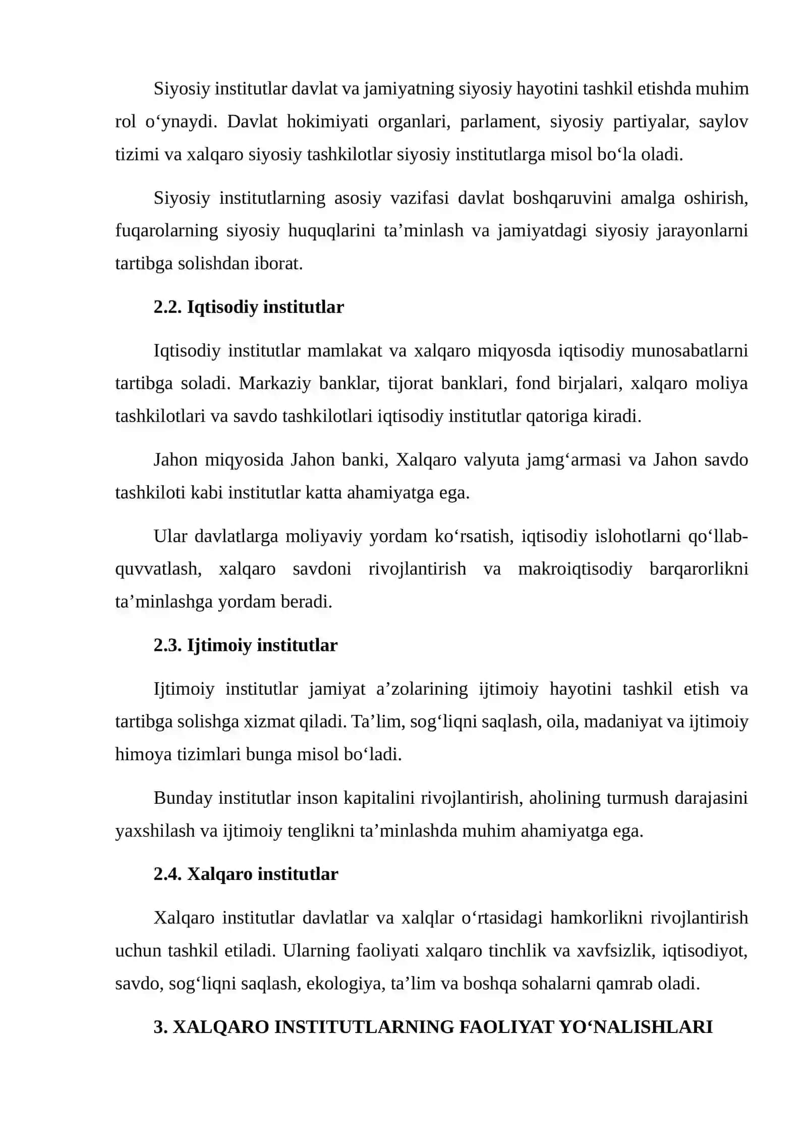 JAHON AMALIYOTIDA KENG TARQALGAN INSTITUTLAR FAOLIYATINI O‘RGANISH 4