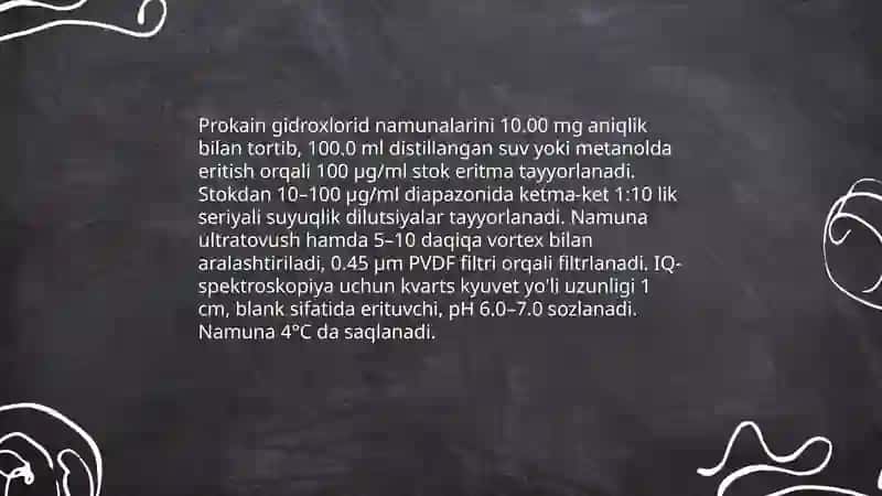 IQ-Spektroskopiya usulining prokain gidroxlorid moddasi 4
