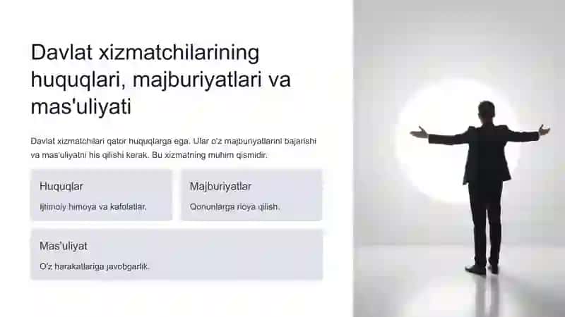 Davlat xizmatining huquqiy asoslari va oʻziga xos xususiyatlari 4