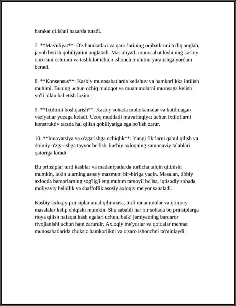 MUSTAQIL ISH Mavzu: KASBIY AXLOQ VA XULQ-ATVOR QOIDALARI 4