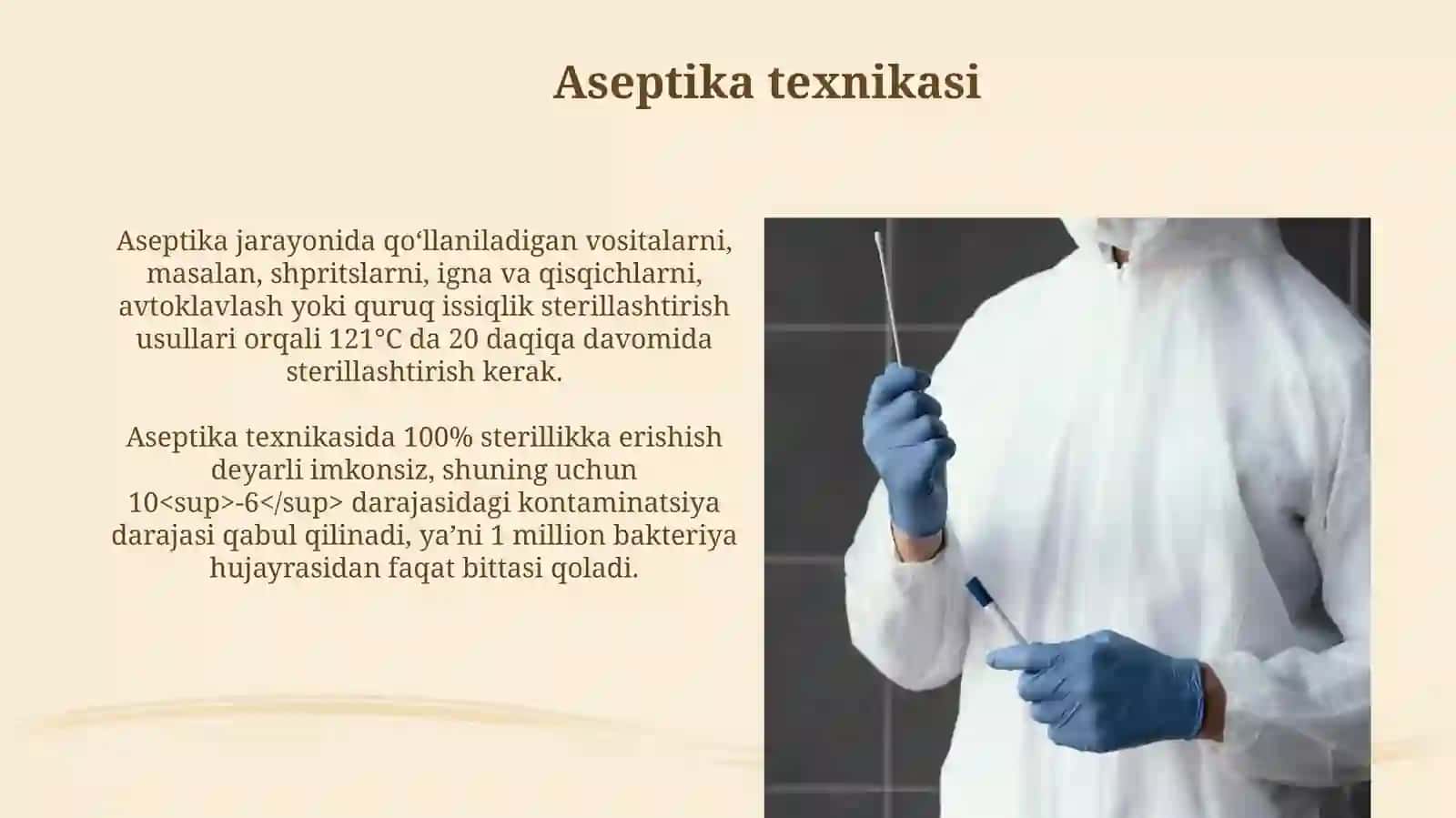 Aseptika va antiseptika qoidalari. Laboratoriya jihozlari 4