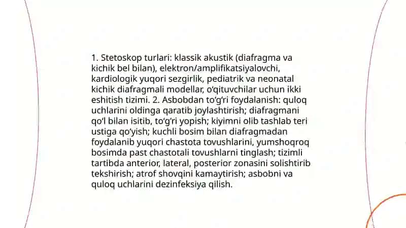 Oʻpka auskultatsiyasi, usuli, asosiy va qoʻshimcha tovushlar, vezikulyar tovushlar 4