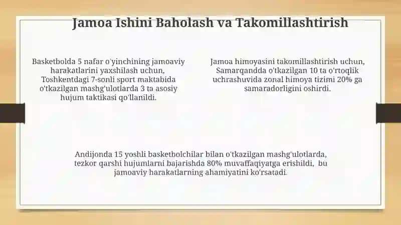 Basketbol òyinida guruhli taktik harakatlarga òrgatish va ularni takomillashtirish 4