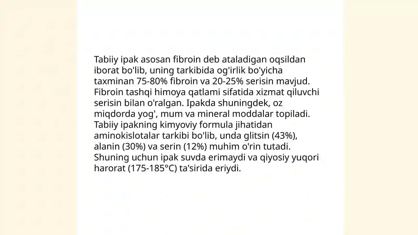 Sellyuloza va tabiiy ipakning polimeraonologik oʻzgarishlari 4