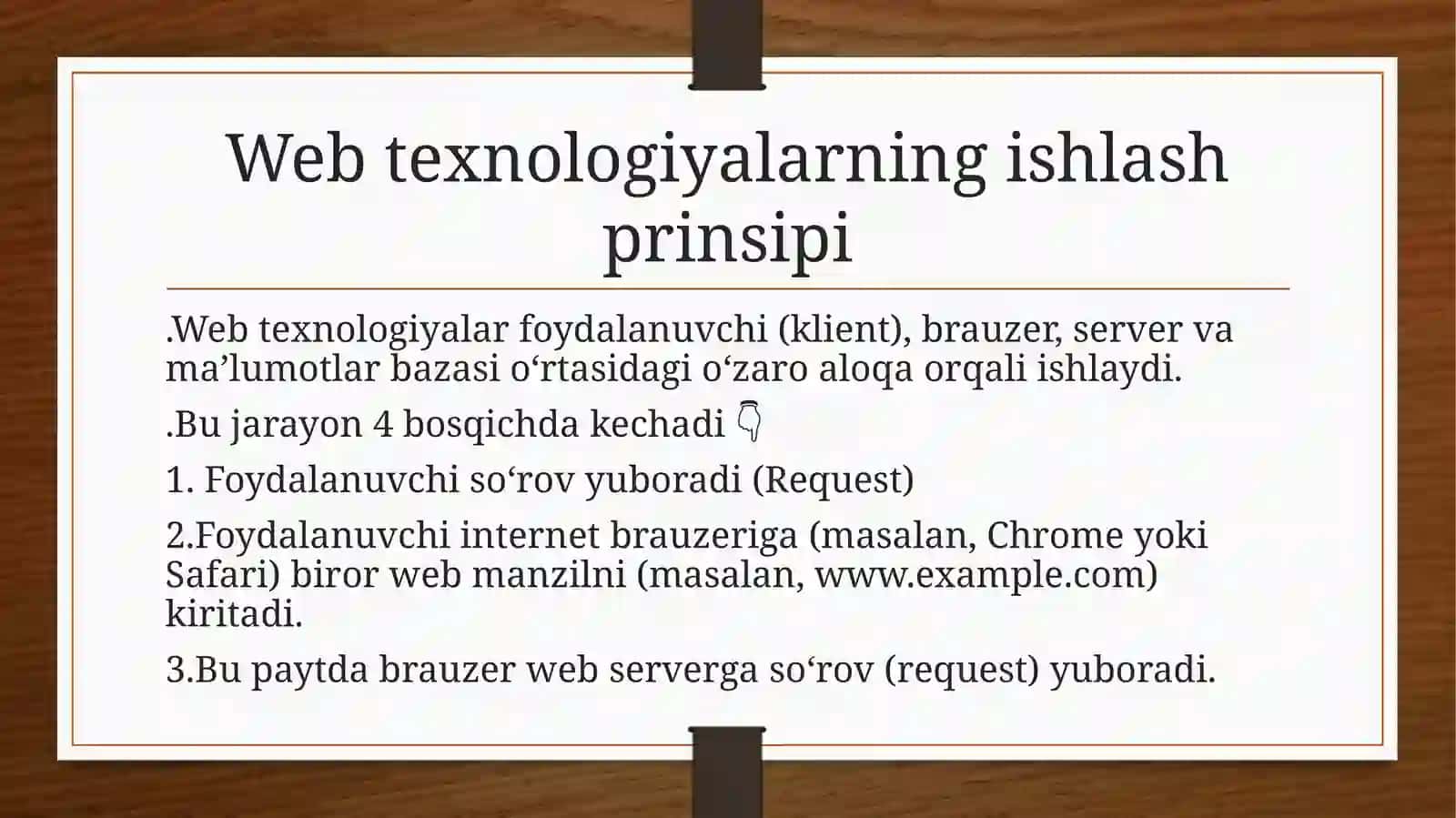 WEB TEXNOLOGIYALAR 4