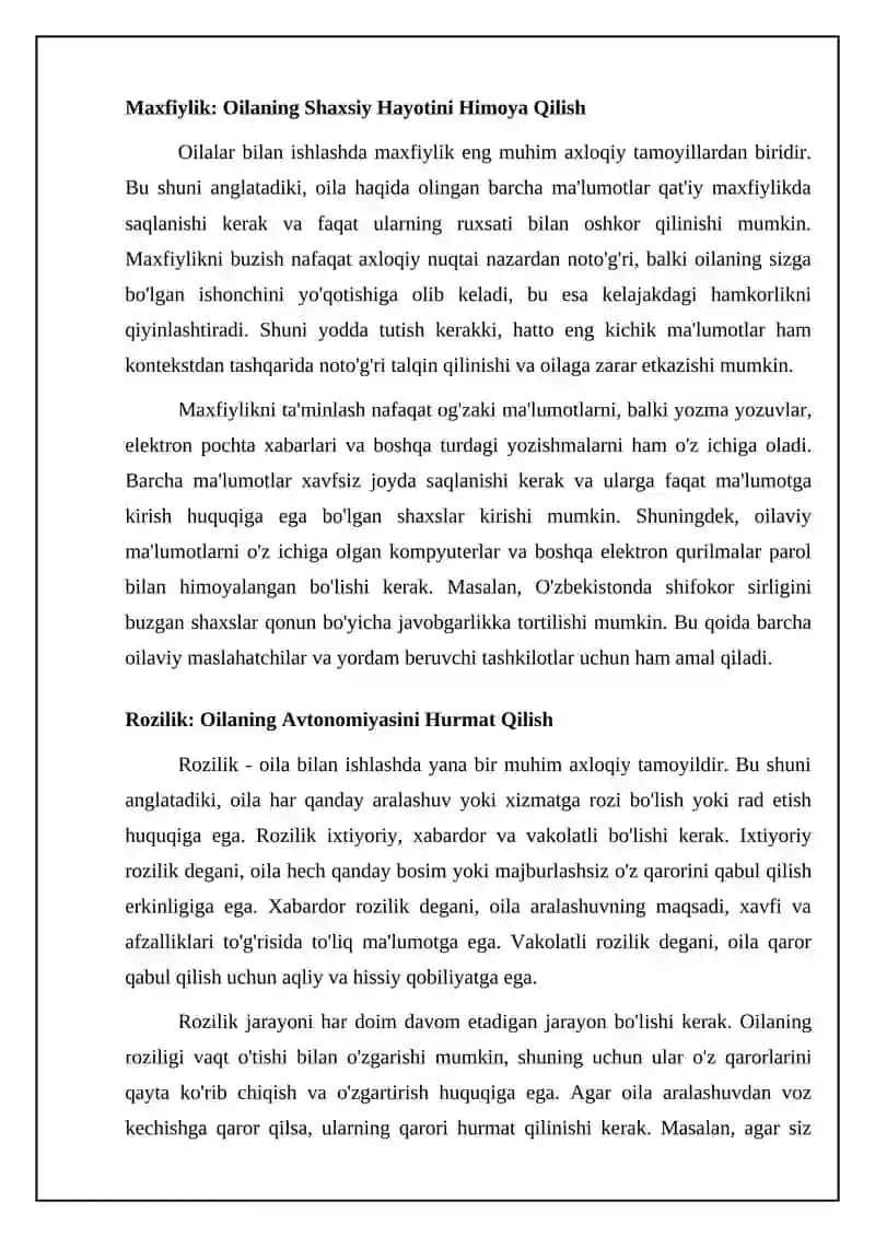 Oilalar bilan iwlawning axloqiy tamoyillari 4