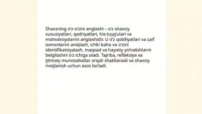 Shaxsiyat va uning shakllanishi 4