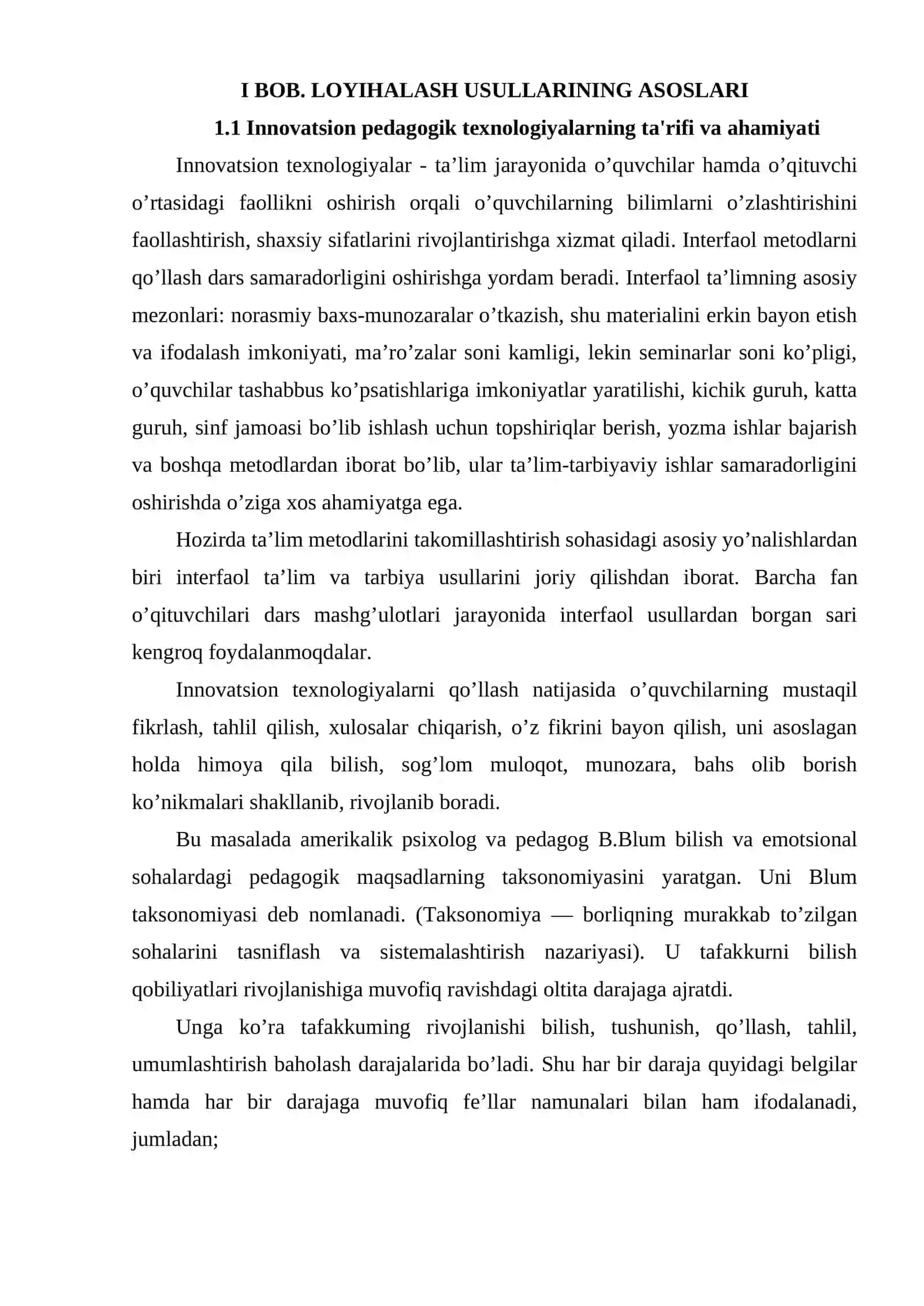 Loyihalash texnologiyalarining innovatsion pedagogik usullari 4