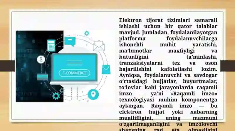 Elektron tijorat tizimlari va raqamli imzo (TAQDIMOT) 4