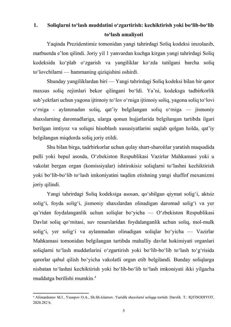 SOLIQ TO‘LASH MUDDATLARINI O‘ZGARTIRISH SHARTLARI 4