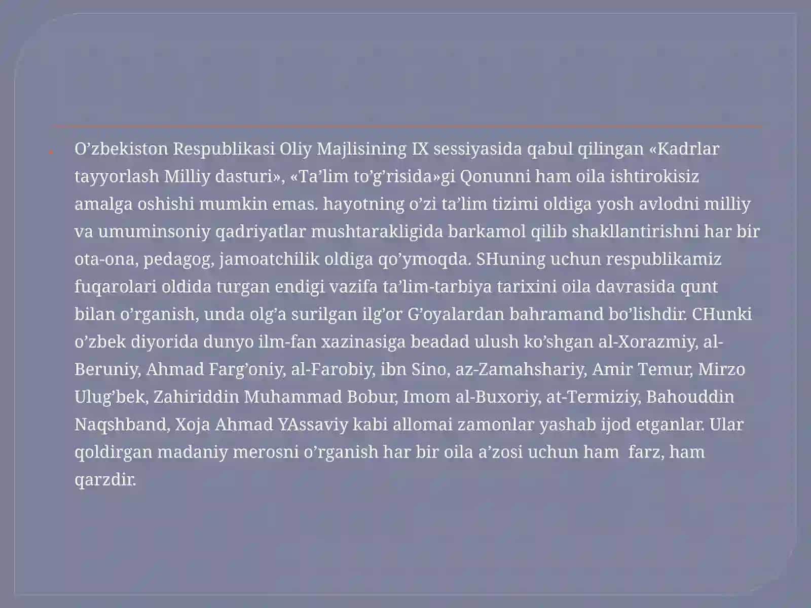 OILA TARBIYASI ASOSLARI 4