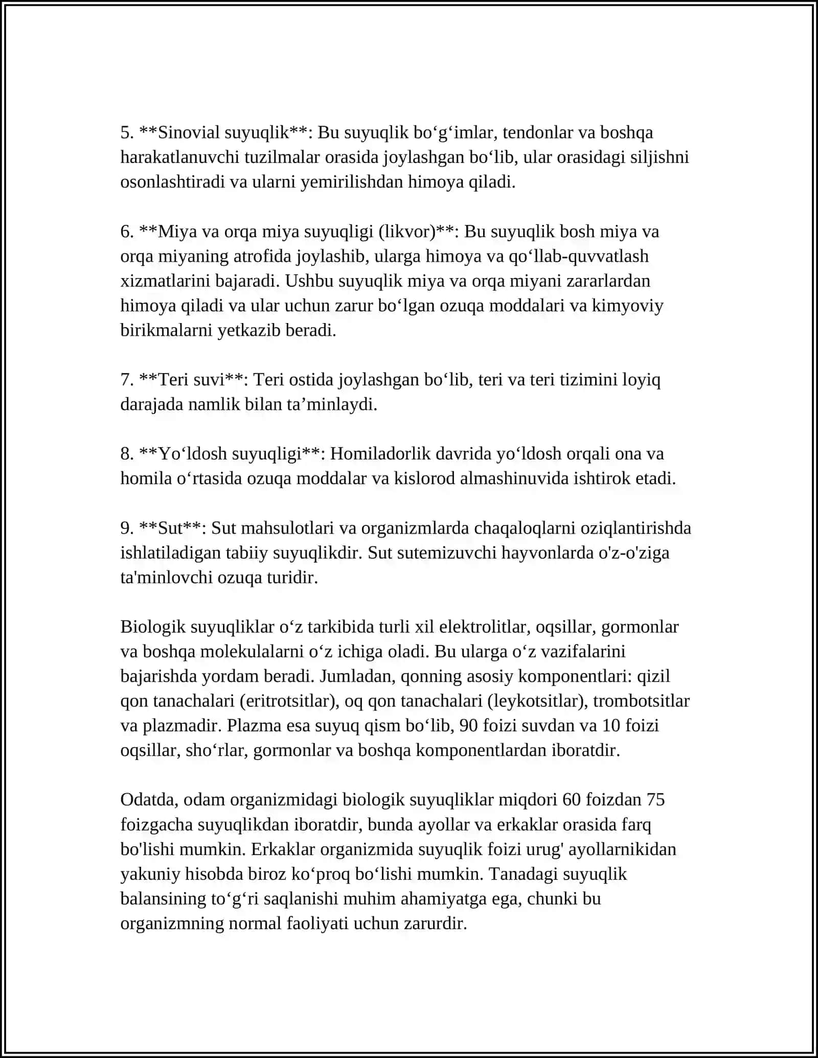 ORGANIZMNING BIOLOGIK SUYUQLIKLARI ELEKTROLIT VA NOELEKTROLITLAR ERITMALARI SIFATI 4