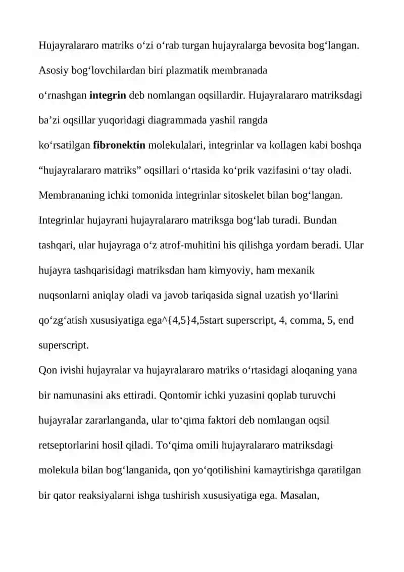 Hujayra va Hujayradan Tashqari, Matriks Orasidagi Munosabatlar 4