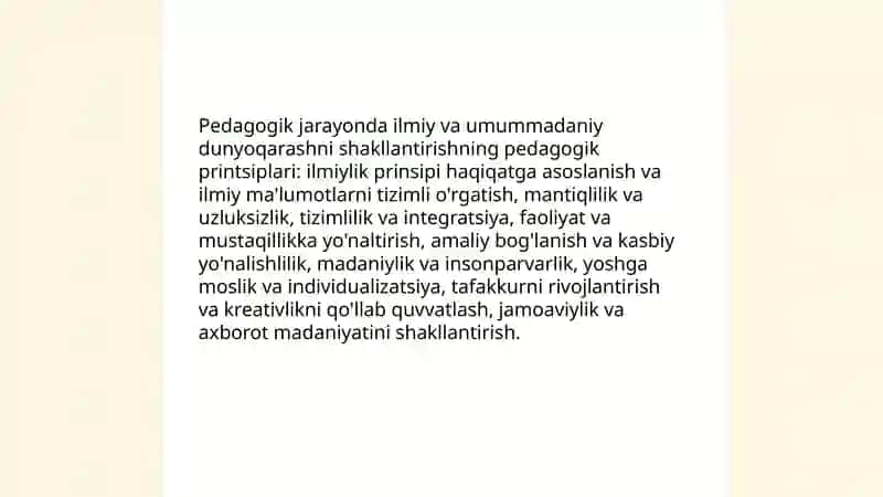Pedagogik jarayonda ilmiy va umummadaniy dunyoqarashni shakllantirish 4