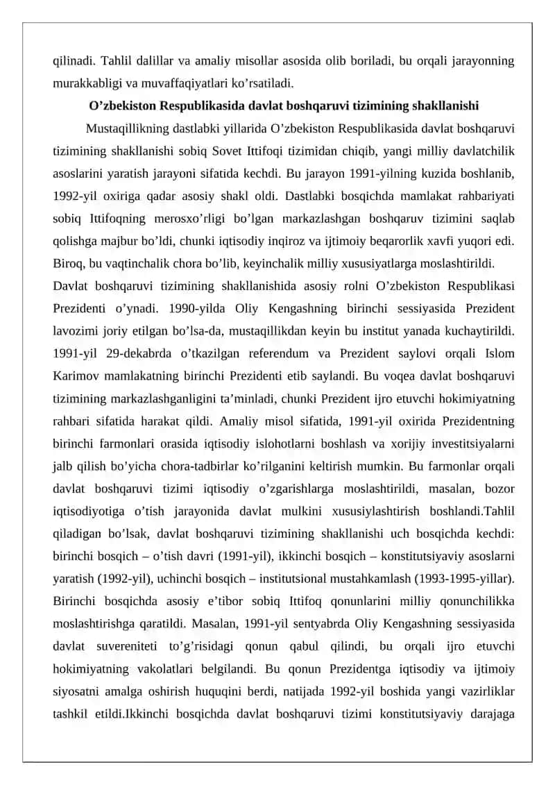 Mustaqillik yillarida ijro etuvchi hokimiyatning rivojlanishi taraqqiyoti 4