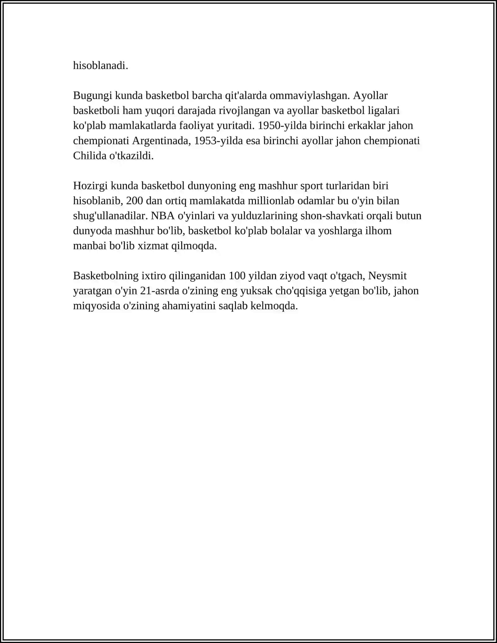 BASKETBOL MAVZUSIDA REFERAT TAYYORLAB BER 4