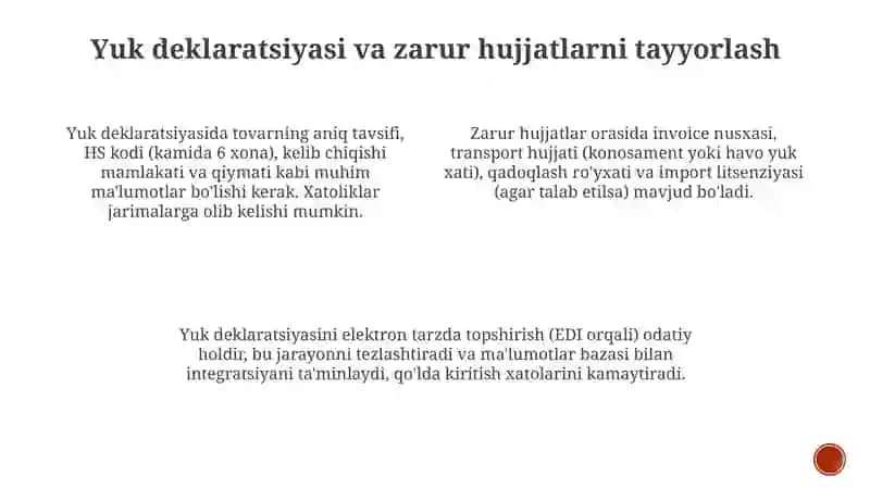 Bojxona rasmiylashtiruvi va uning bosqichlari 4