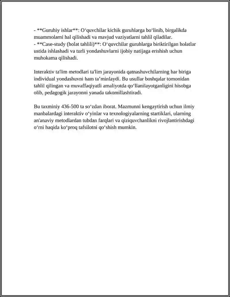 TA’LIM JARAYONIDA INTERAKTIV METODLARNI QO‘LLASH METODIKASI 4