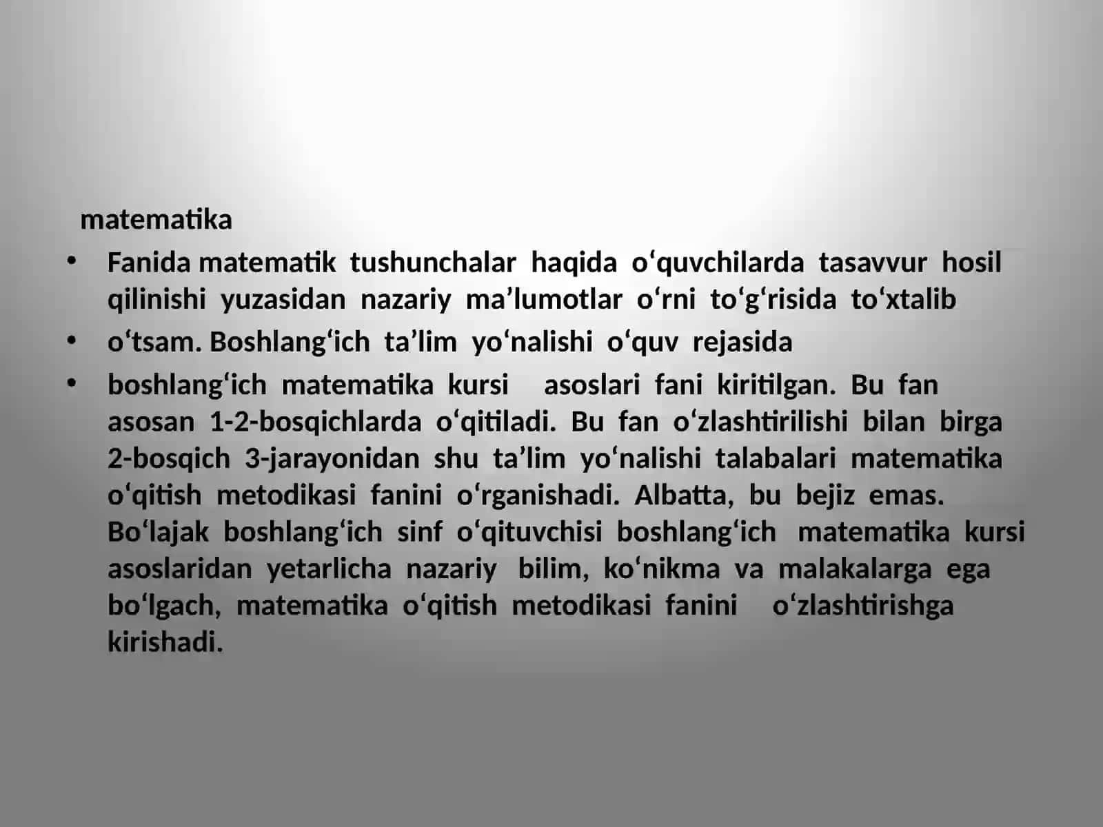 Matematik tushunchalar haqida tasavvur hosil qilishdan nazariy ma'lumotlarning o'rni 4